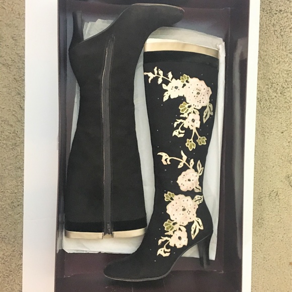 Cole Haan Suede Boot w/ Floral Applique Detail - Picture 1 of 8